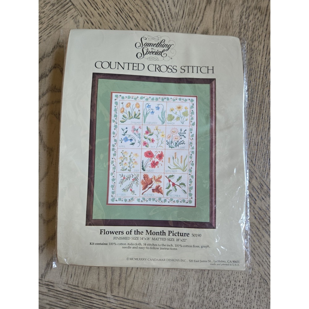 Vintage Flowers of the Month Counted Cross Stitch Kit 50190 Something Special